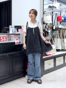 「アイテム（トートバッグ）」を使った、もりこさん（レディース・164cm）の夏コーディネート