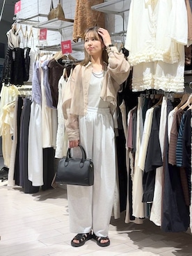 「アイテム（タンクトップ、シルバー系）」を使った、もりこさん（レディース・164cm）の夏コーディネート