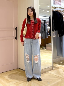 「LOWRYS FARM（ローリーズファーム）の【500mlペットボトル収納可】２ＷＡＹワンショルダーＢＡＧ　1051651（ハンドバッグ、イエロー系）」を使った、もりこさん（レディース）の秋コーディネート
