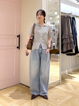 「LOWRYS FARM（ローリーズファーム）のレースデニム　601055（デニムパンツ、ブルー系）」を使った、もりこさん（レディース）の春コーディネート