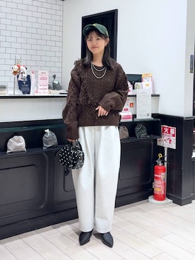 「アイテム（ポロシャツ、ブラウン系）」を使った、もりこさん（レディース・164cm）の秋コーディネート