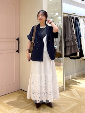 「LOWRYS FARM（ローリーズファーム）のレースデニム　601055（デニムパンツ、ブルー系）」を使った、もりこさん（レディース）の春コーディネート