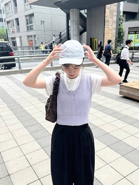 「アイテム（ニット/セーター）」を使った、もりこさん（レディース・164cm・20代）の夏コーディネート