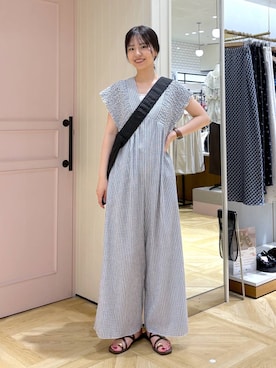 「LOWRYS FARM（ローリーズファーム）のスタイルＵＰクロスカップキャミ　100757（Tシャツ/カットソー、ホワイト系）」を使った、もりこさん（レディース）の夏コーディネート