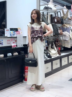 「アイテム（キャミソール、レッド系）」を使った、もりこさん（レディース・164cm）の夏コーディネート
