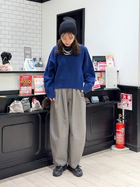 「LOWRYS FARM（ローリーズファーム）のパールタレンネックレス　249411（ネックレス）」を使った、もりこさん（レディース・164cm）の秋コーディネート