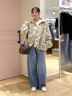 「LOWRYS FARM（ローリーズファーム）の【500mlペットボトル収納可】タックボストンＢＡＧ　1049023（ボストンバッグ、ブラウン系）」を使った、もりこさん（レディース）の秋コーディネート