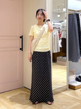 「LOWRYS FARM（ローリーズファーム）の２ＰタンクレイヤードＳＳ 1048915（Tシャツ/カットソー、イエロー系）」を使った、もりこさん（レディース）の夏コーディネート