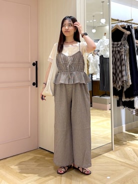 「LOWRYS FARM（ローリーズファーム）のヤワラカルイ２ＷＡＹショルダーＢＡＧ 115210（ショルダーバッグ、ホワイト系）」を使った、もりこさん（レディース）の夏コーディネート