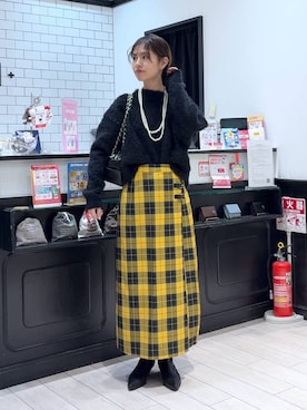 「LOWRYS FARM（ローリーズファーム）のパールタレンネックレス　249411（ネックレス）」を使った、もりこさん（レディース・164cm）の冬コーディネート