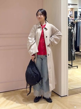 「LOWRYS FARM（ローリーズファーム）のレースデニム　601055（デニムパンツ、ブルー系）」を使った、もりこさん（レディース）の春コーディネート