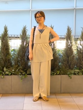 「アイテム（サロペット/オーバーオール）」を使った、もりこさん（レディース・164cm・20代）の夏コーディネート
