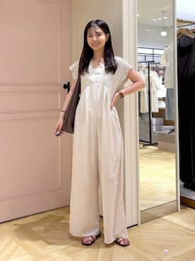 「アイテム（サロペット/オーバーオール）」を使った、もりこさん（レディース・164cm）の夏コーディネート