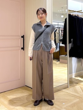 「LOWRYS FARM（ローリーズファーム）の【500mlペットボトル収納可】ハーフムーンフラップショルダーＢＡＧ 1049010（ショルダーバッグ、ブラック系）」を使った、もりこさん（レディース）の秋コーディネート