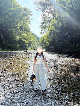 「Chico（チコ）のアイテム（Tシャツ/カットソー）」を使った、chantarosukeさん（レディース・154cm）の夏コーディネート