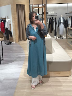 「Jena espace merveilleux(ジェナ エスパスメルヴェイユ)の【着てないぐらい軽い!?】2WAYリボンシアーワンピース(ワンピース、グリーン系)」を使った、ウッチーさん(レディース・170cm)の夏コーディネート