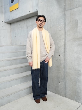 「アイテム（ストール/ショール）」を使った、KUROKAWA DAIKIさん（メンズ・168cm）の秋コーディネート