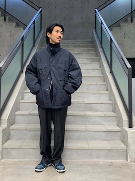 「ATON（エイトン）のアイテム（ジャケット/アウター）」を使った、KUROKAWA DAIKIさん（メンズ・168cm）の冬コーディネート