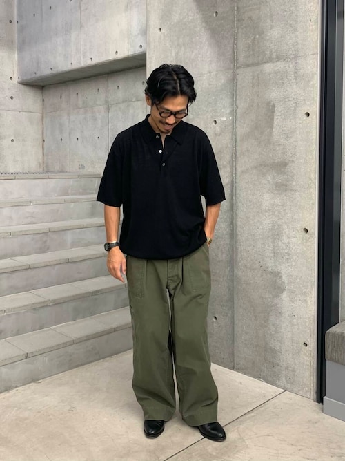 new basic　ウールシルクニットポロ