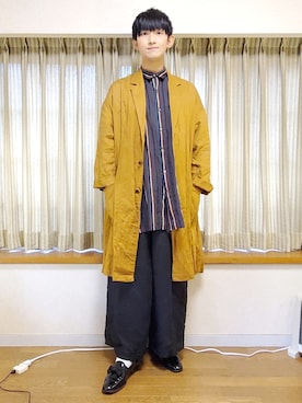 「gomme（ゴム）のアイテム（トップス）」を使った、風美 圭さん（メンズ・171cm）の春コーディネート