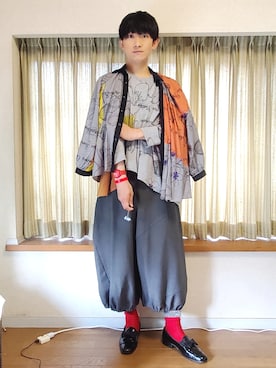 「gomme（ゴム）のアイテム（トップス）」を使った、風美 圭さん（メンズ・171cm）の春コーディネート