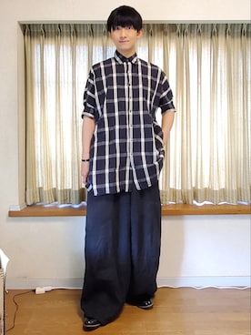 「gomme（ゴム）のアイテム（トップス）」を使った、風美 圭さん（メンズ・171cm）の春コーディネート