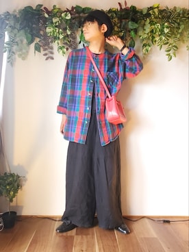 「NO ID.（ノーアイディ）のアイテム（ハンチング/ベレー帽）」を使った、風美 圭さん（メンズ・171cm）の夏コーディネート