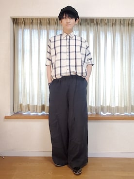 「gomme（ゴム）のアイテム（トップス）」を使った、風美 圭さん（メンズ・171cm）の春コーディネート