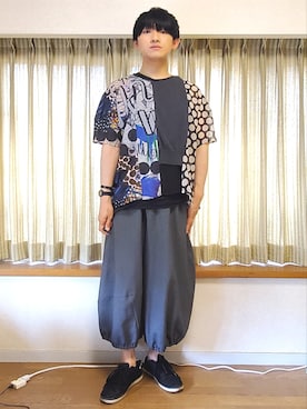 「gomme（ゴム）のアイテム（トップス）」を使った、風美 圭さん（メンズ・171cm）の春コーディネート