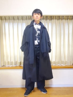 「HARE（ハレ）のアイテム（ステンカラーコート）」を使った、風美 圭さん（メンズ・171cm）の冬コーディネート