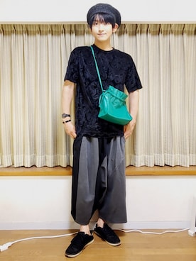 「NO ID.（ノーアイディ）のアイテム（ハンチング/ベレー帽）」を使った、風美 圭さん（メンズ・171cm）の夏コーディネート
