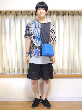 「gomme（ゴム）のアイテム（トップス）」を使った、風美 圭さん（メンズ・171cm）の夏コーディネート