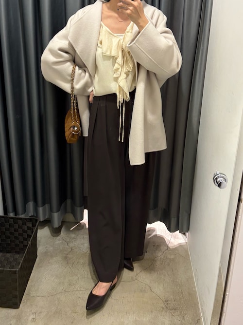 めるる DouDou ハンドメイドミドル丈リバーコート ブラック DouDou コート アウター ハンドメイドミドル丈コート レディース