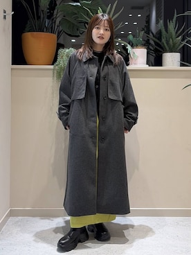「おでかけ」｜「アイテム（ステンカラーコート）」を使った、まりな LOWRYSFARMさん（レディース・161cm）の冬コーディネート