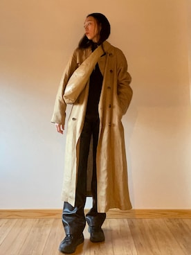 「レザー」｜「アイテム（トレンチコート）」を使った、purpleleafさん（レディース・169cm）の秋コーディネート
