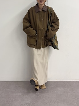 「アイテム（カバーオール）」を使った、nakataさん（レディース・153cm）の秋コーディネート