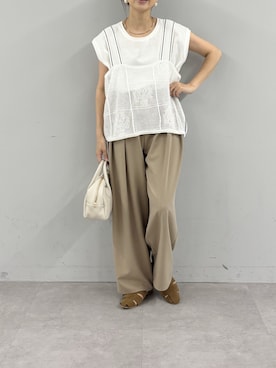 「アイテム（スラックス）」を使った、nakataさん（レディース・153cm）の夏コーディネート