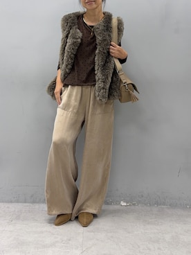 「アイテム（その他アウター、ブラウン系）」を使った、nakataさん（レディース・153cm）の秋コーディネート