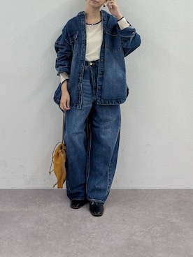 「アイテム（デニムジャケット）」を使った、nakataさん（レディース・153cm）の秋コーディネート