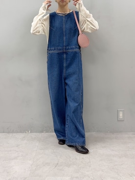「アイテム（サロペット/オーバーオール）」を使った、nakataさん（レディース・153cm）の夏コーディネート