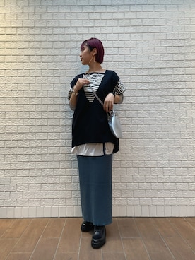 「アイテム（タンクトップ、グレー系）」を使った、𝐡𝐢𝐧𝐚さん（レディース・156cm）の夏コーディネート