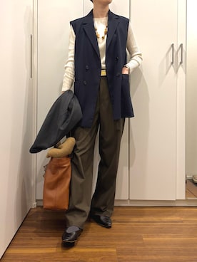 「アイテム（ビジネスバッグ）」を使った、おけいさん（レディース・159cm）の秋コーディネート