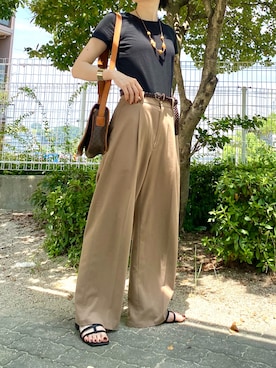 「UNIQLO（ユニクロ）のアイテム（スラックス）」を使った、みみ助さん（レディース・159cm）の夏コーディネート
