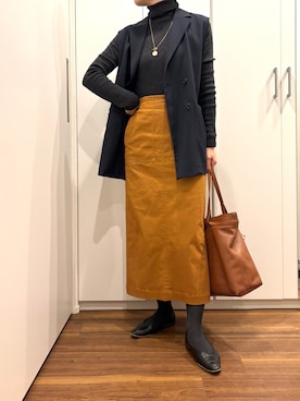 「アイテム（ベスト）」を使った、おけいさん（レディース・159cm）の冬コーディネート