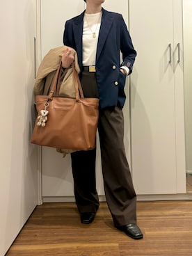 「アイテム（ビジネスバッグ）」を使った、おけいさん（レディース・159cm）の秋コーディネート