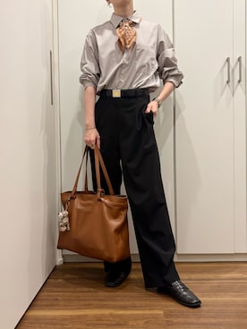 「アイテム（ビジネスバッグ）」を使った、おけいさん（レディース・159cm）の秋コーディネート