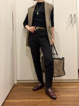 「PLST（プラステ）のアイテム」を使った、おけいさん（レディース・159cm）の冬コーディネート