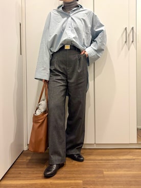 「MARGARET HOWELL（マーガレットハウエル）のアイテム」を使った、おけいさん（レディース・159cm）の冬コーディネート