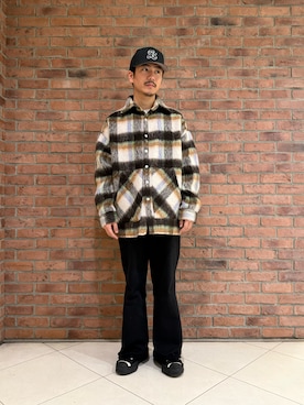 「DANKE SCHON（ダンケシェーン）のDankeSchon/ダンケシェーン/SHAGGY SHIRTS（シャツ/ブラウス、ブラウン系）」を使った、KUGAさん（メンズ・174cm）の冬コーディネート