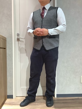 「アイテム（ビジネスシャツ）」を使った、TOKYOSHIRTS札幌平岡店さん（メンズ・169cm）の秋コーディネート